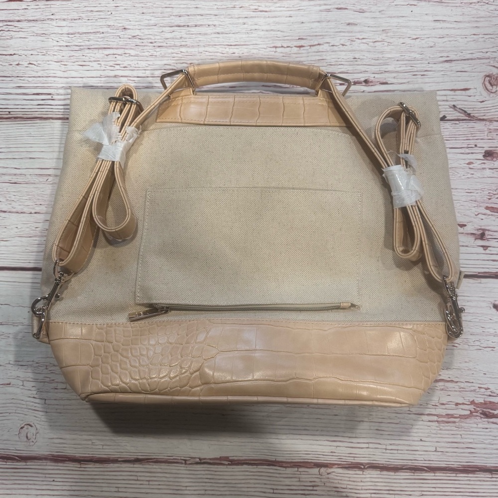 NWT Beis Convertible Backpack in Beige & Croc Trim - Picture 7 of 13